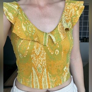 Zara Ruffle Sleeve Crop Top